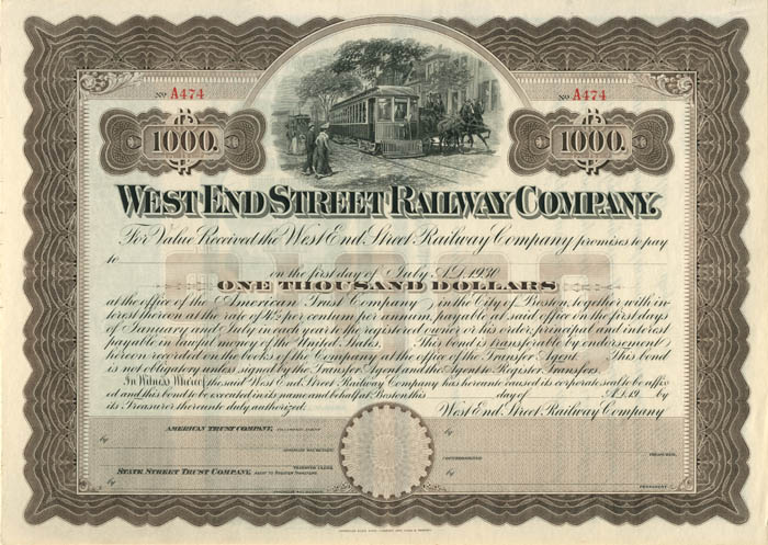 West End Street Railway Co. - $1,000